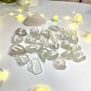 Handmade Carved Lake Erie Sea Glass Runes